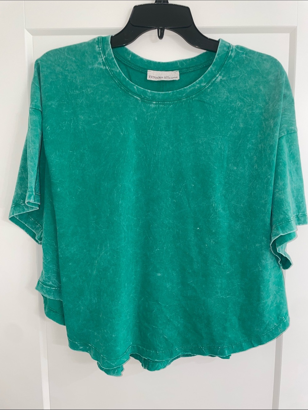 Zenana Outfitters Washed Teal Short Sleeve Crop Tee